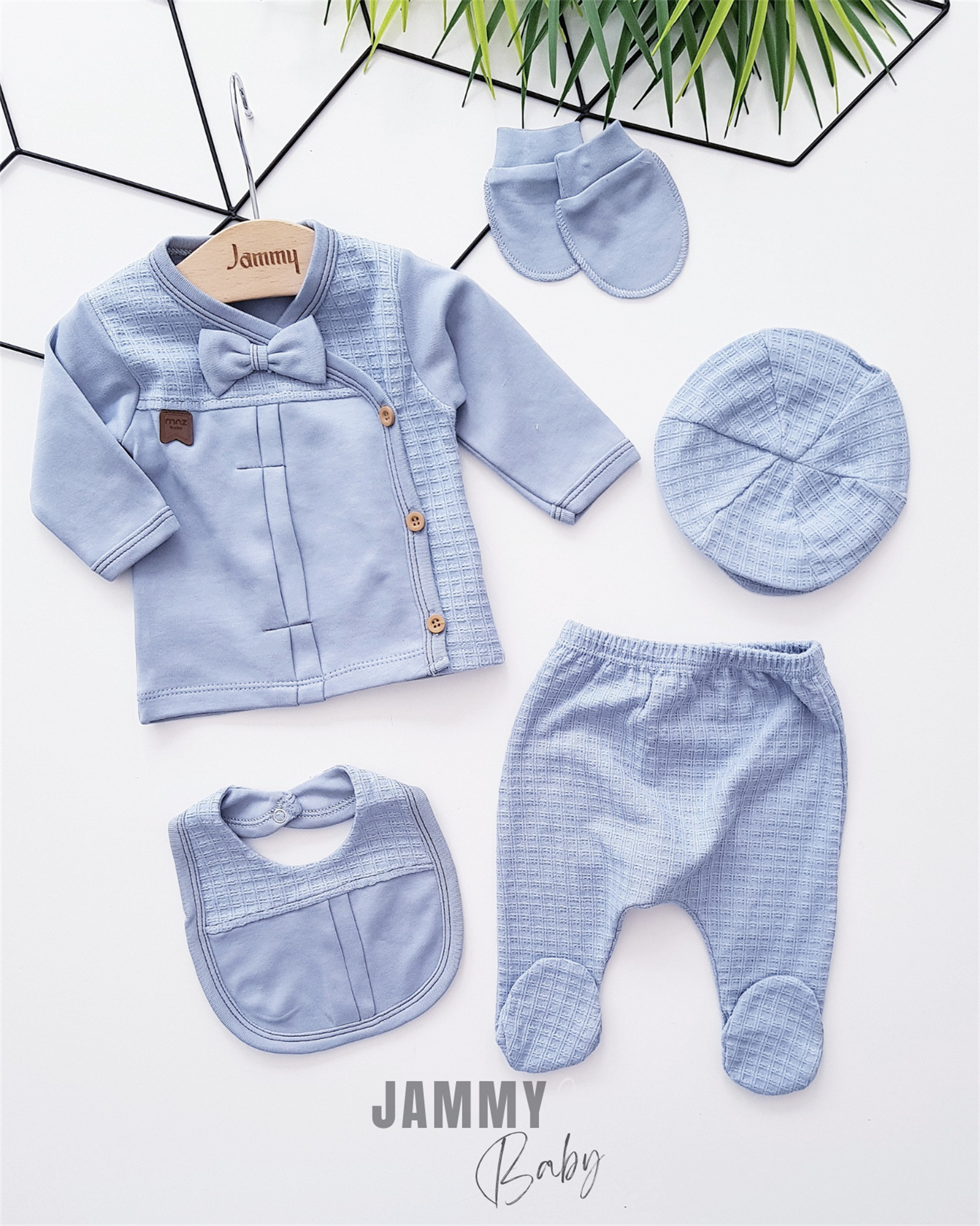Robert Capped 5-Piece Newborn Set-BLUE