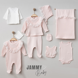 Rosa Jacquard Lace 10 Piece Newborn Set-PINK