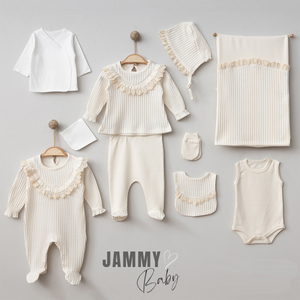 Rosa Jacquard Lace 10 Piece Newborn Set-NATURAL