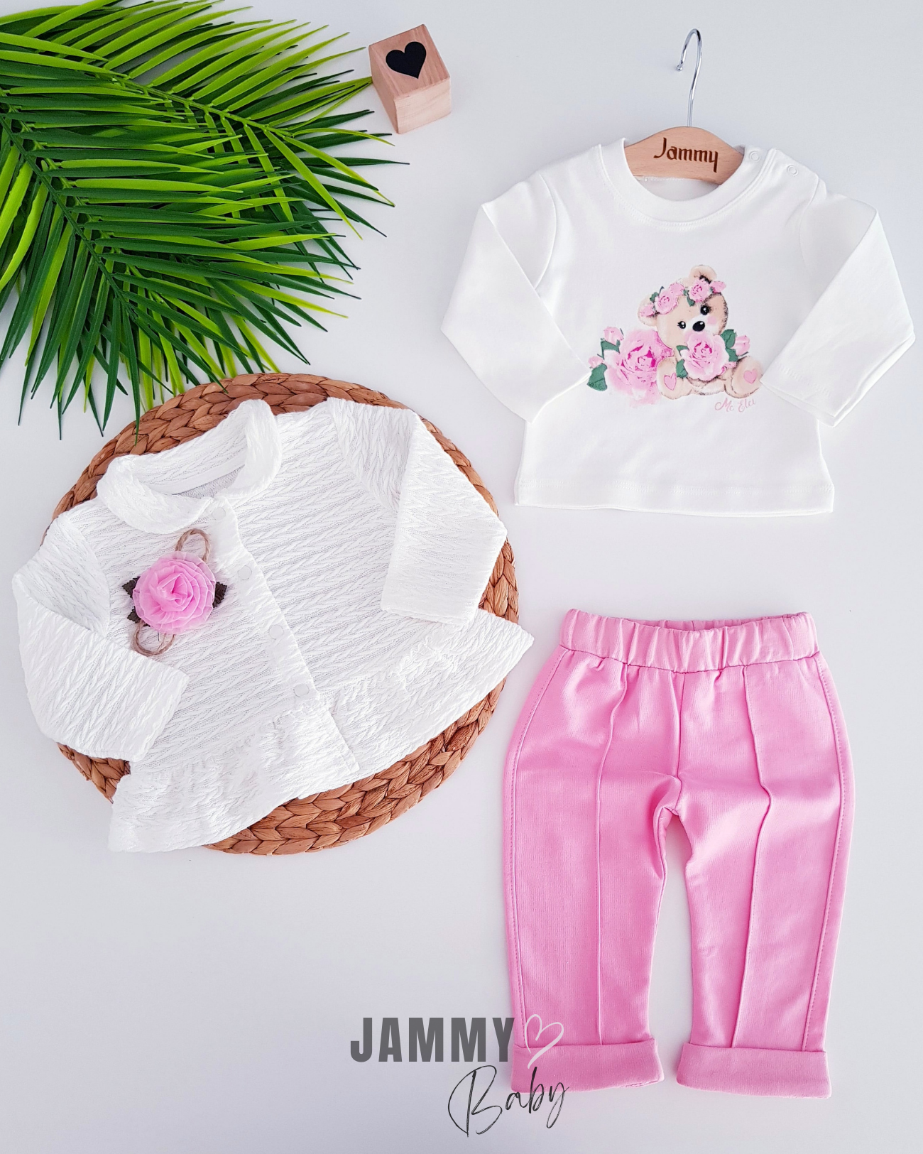 Rose Cardigan 3-Piece Set-PINK