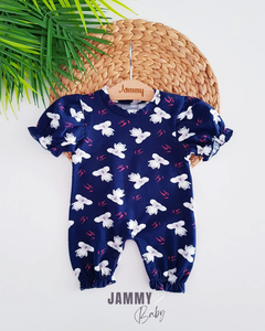 Scarlett Koala Themed Short Sleeve Jumpsuit-NAVY BLUE
