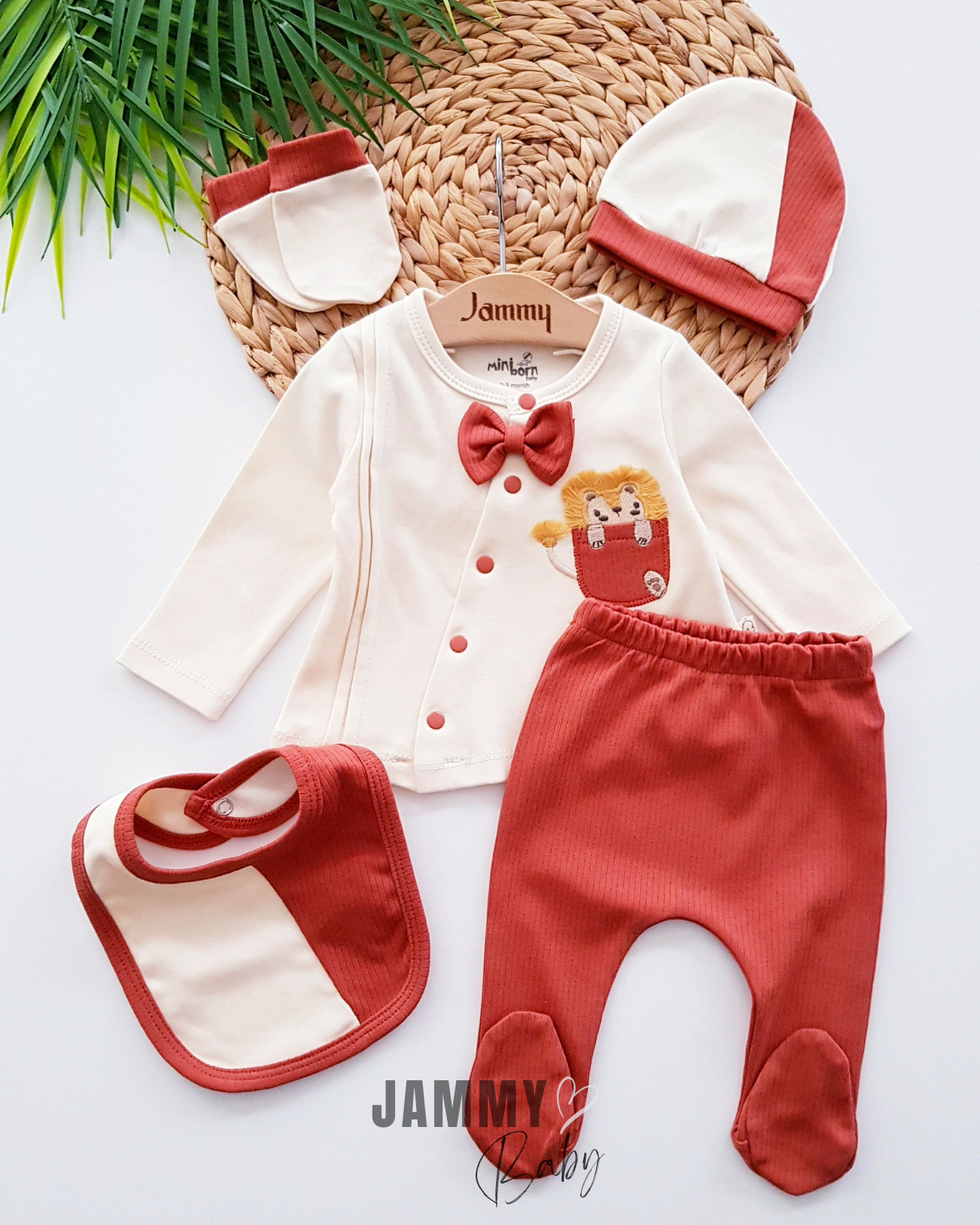Cute Lion 5 Piece Newborn Set-TILE BROWN