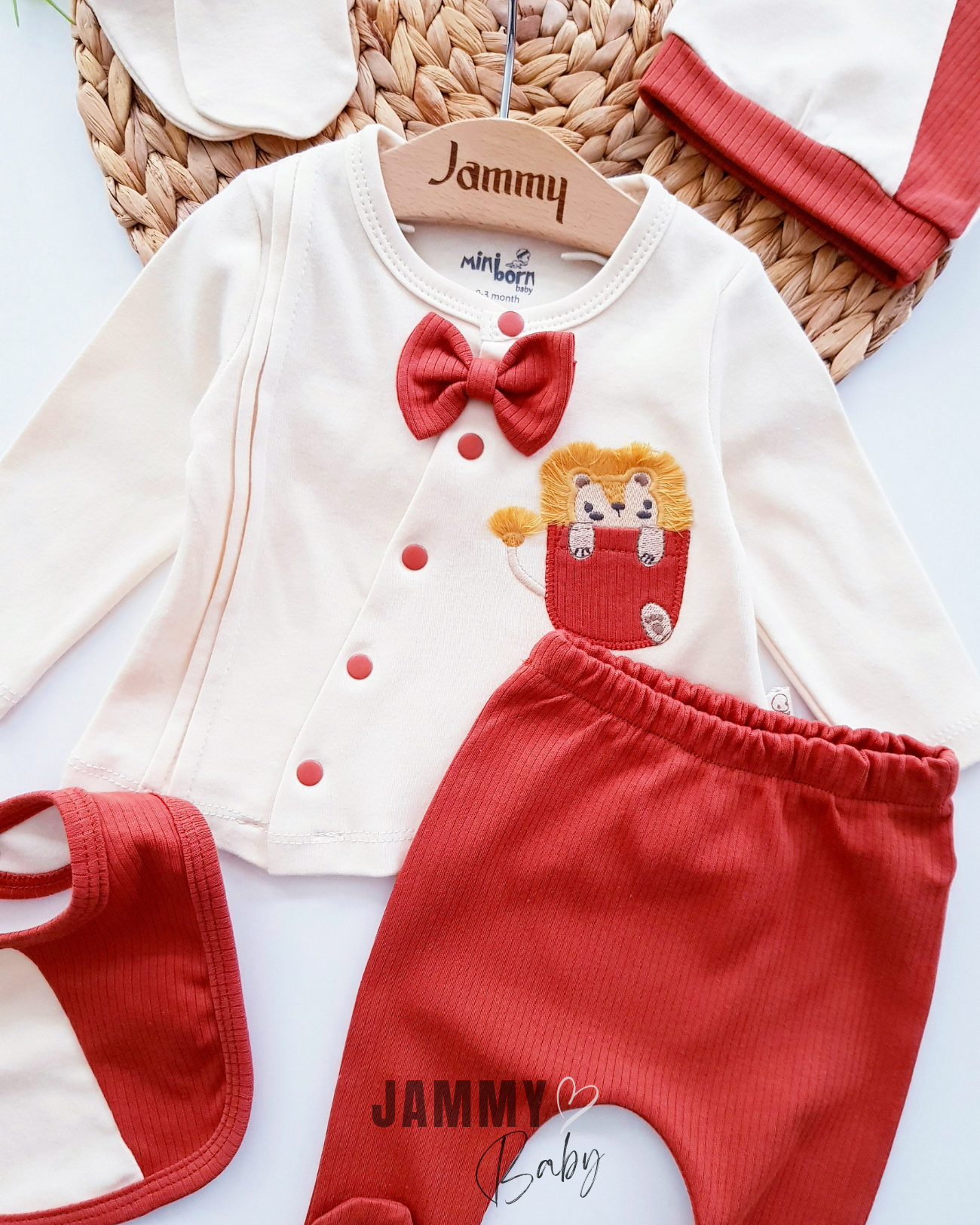 Cute Lion 5 Piece Newborn Set-TILE BROWN