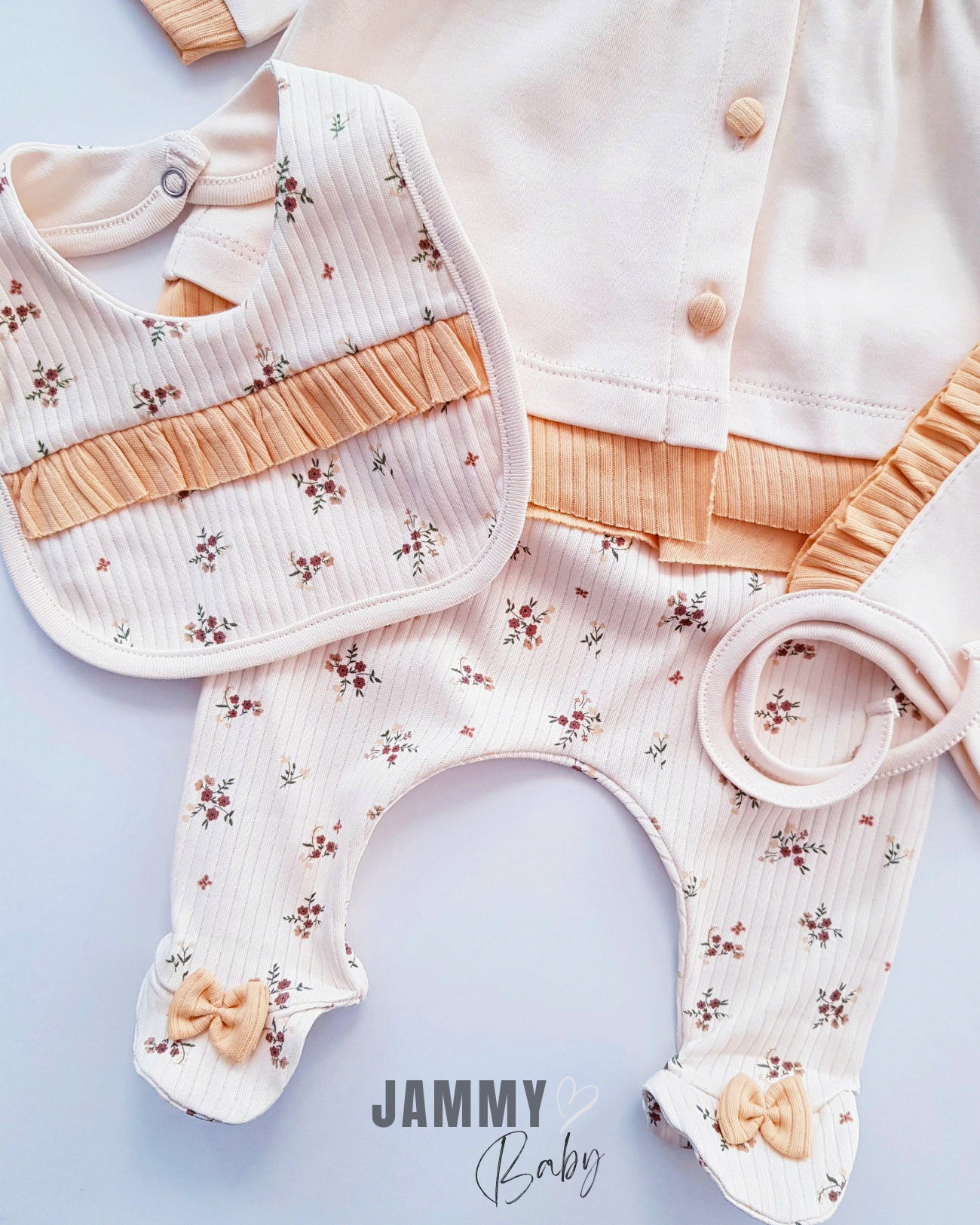 Small Flowers 5 Piece Newborn Set-YELLOW