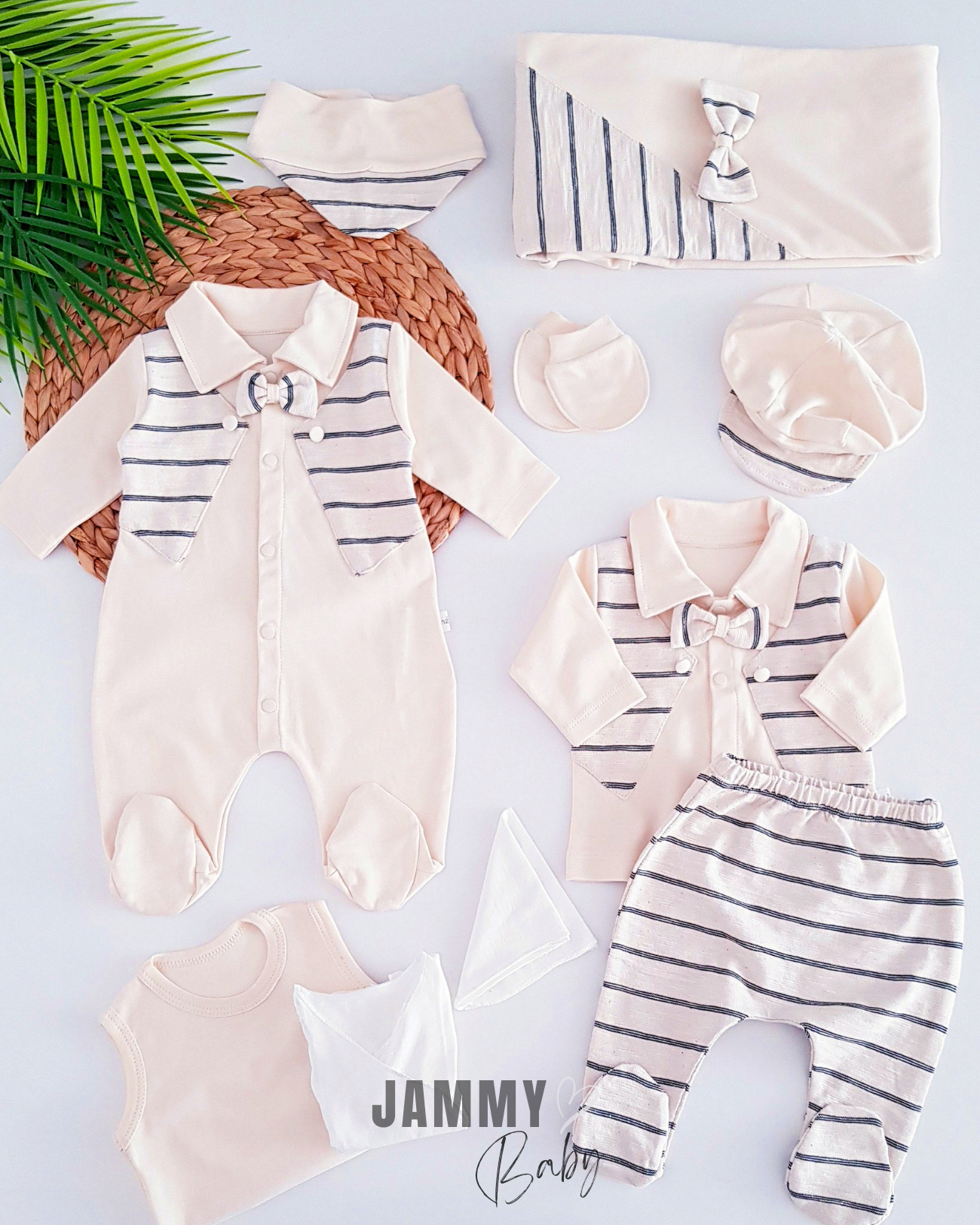 Tuxedo 10 Piece Newborn Set-CREAM