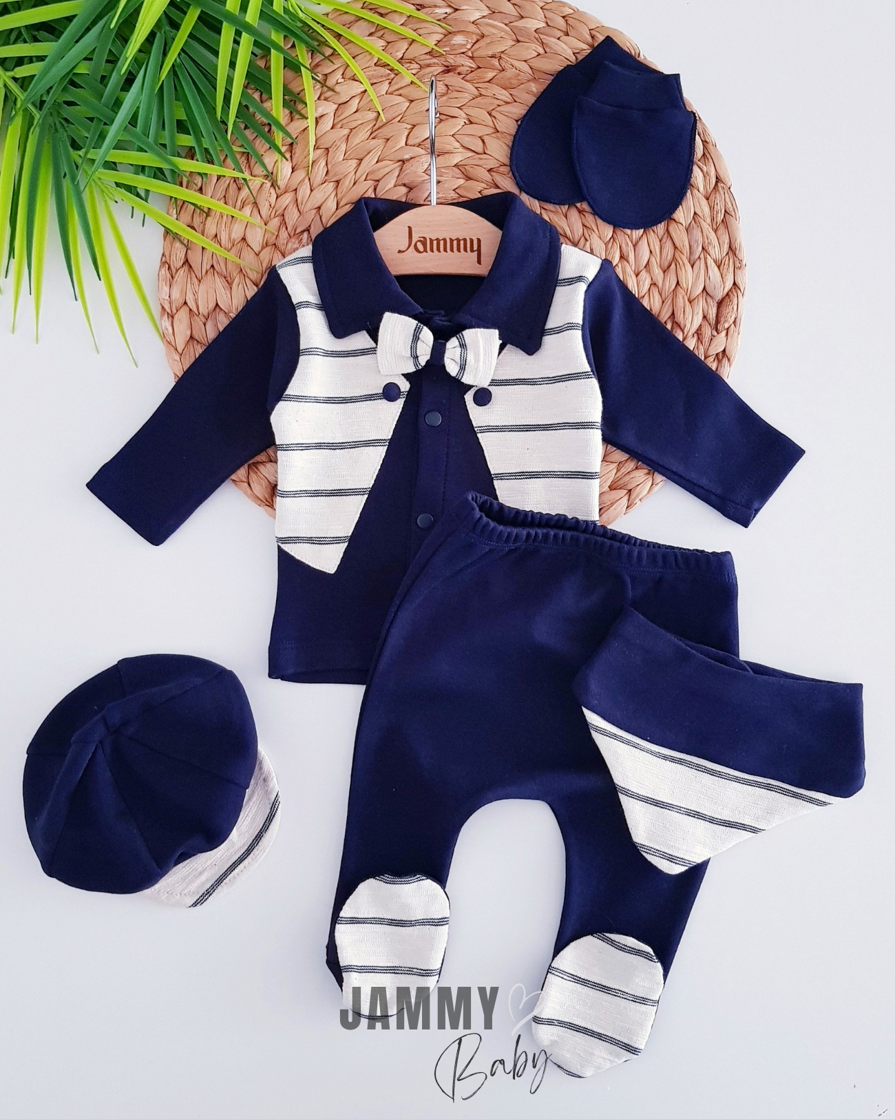 Tuxedo 5 Piece Newborn Set-DARK BLUE