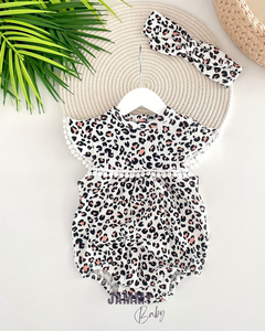 Sophia Leopard Lace Rib Romper Set