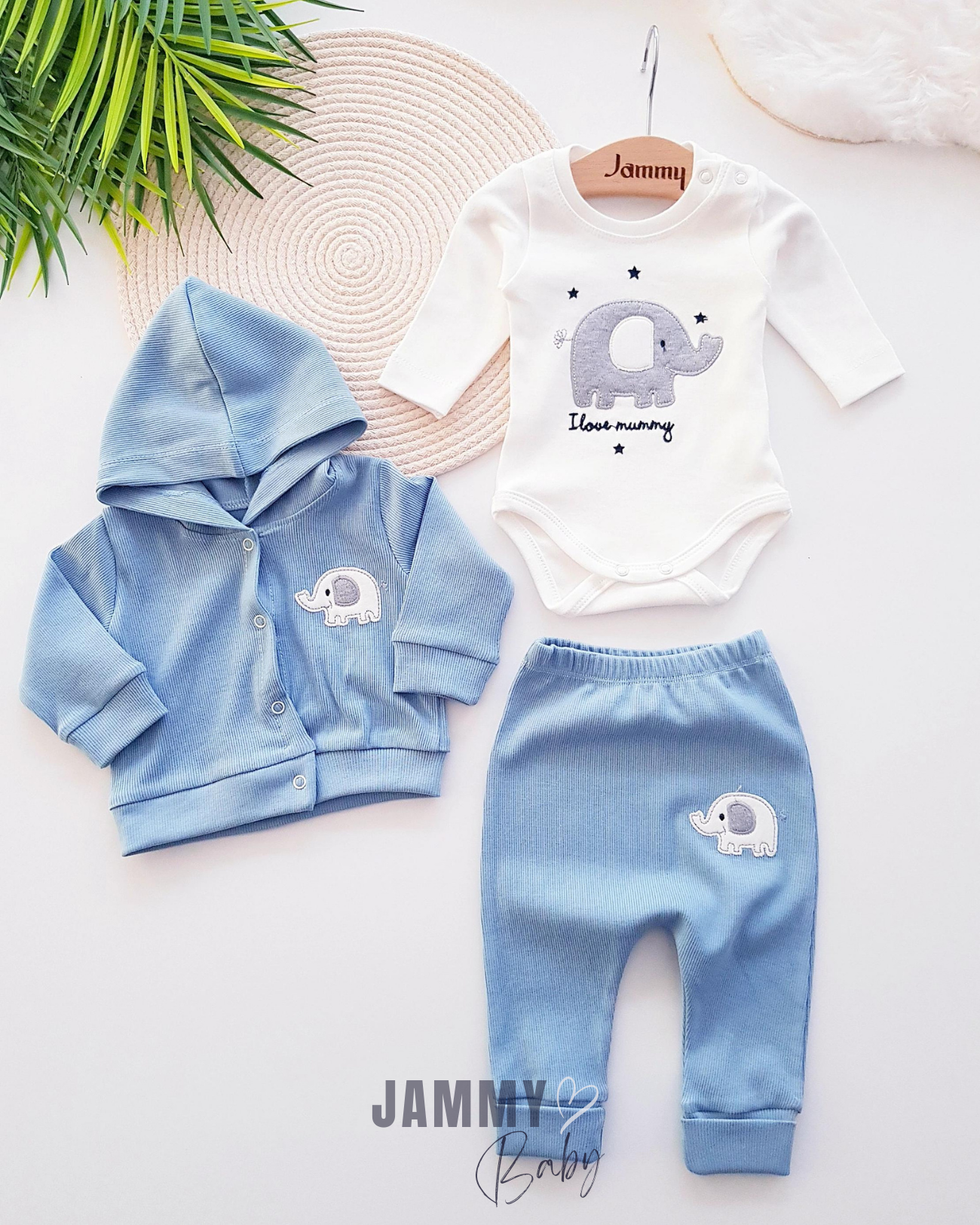Star Elephant Cardigan 3 Piece Set-INDIGO
