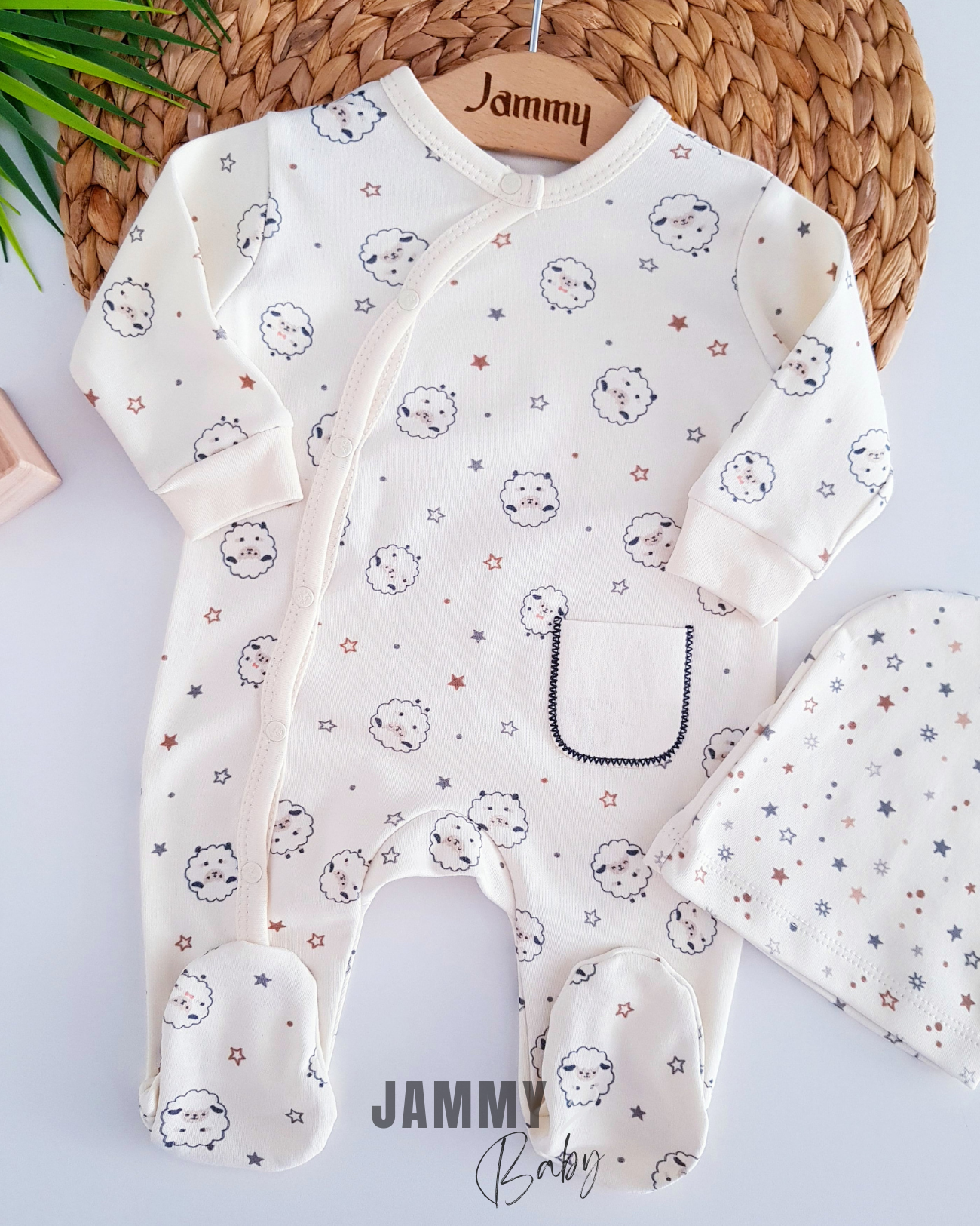 Star Lambs Şapka Tulum Takımı-KREM