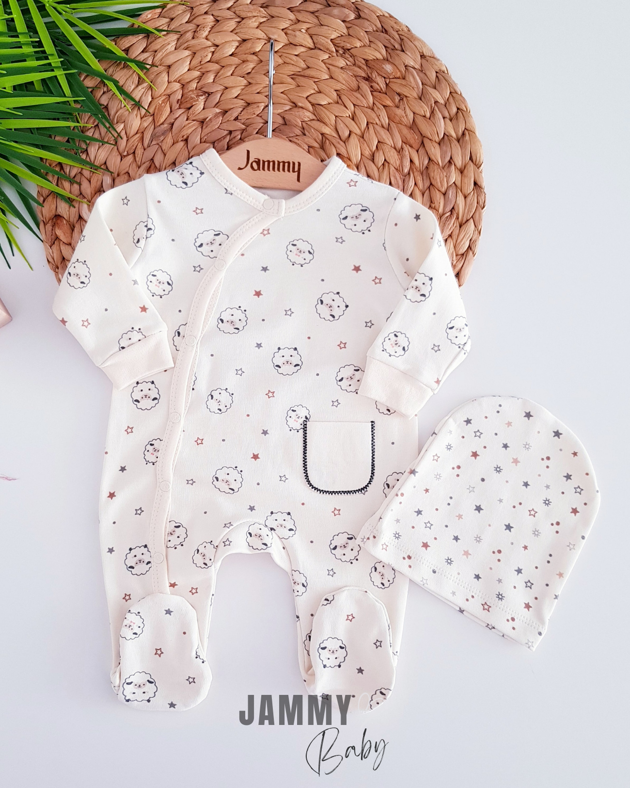 Star Lambs Şapka Tulum Takımı-KREM