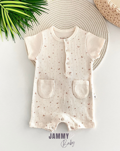 Stars Short Sleeve Summer Overalls-CREAM