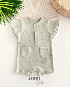 Stars Short Sleeve Summer Jumpsuit-GREEN