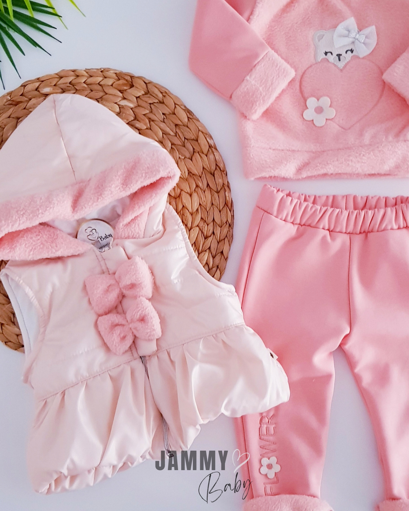 Fancy Teddy Bear 3-garen Polar Puffer Vest Set-ZALM