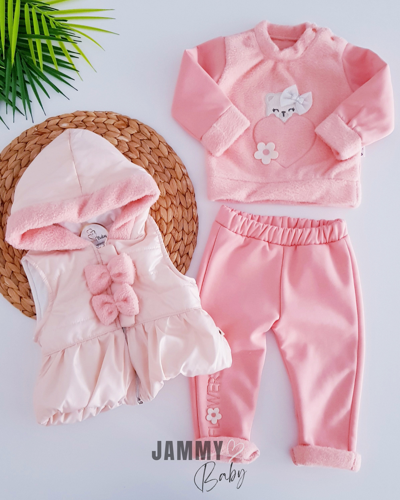 Fancy Teddy Bear 3-garen Polar Puffer Vest Set-ZALM