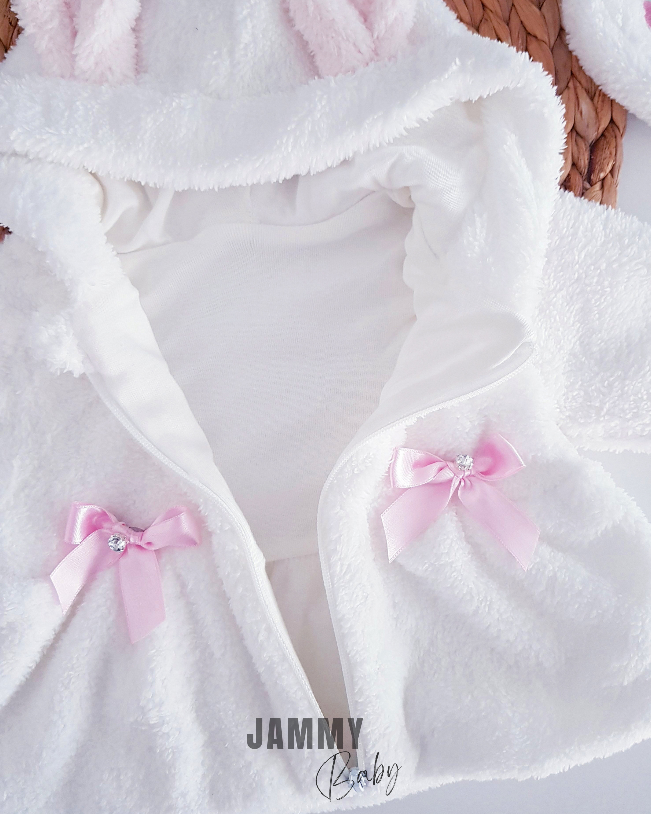 Plush Coat with Rabbit Bag-WHITE