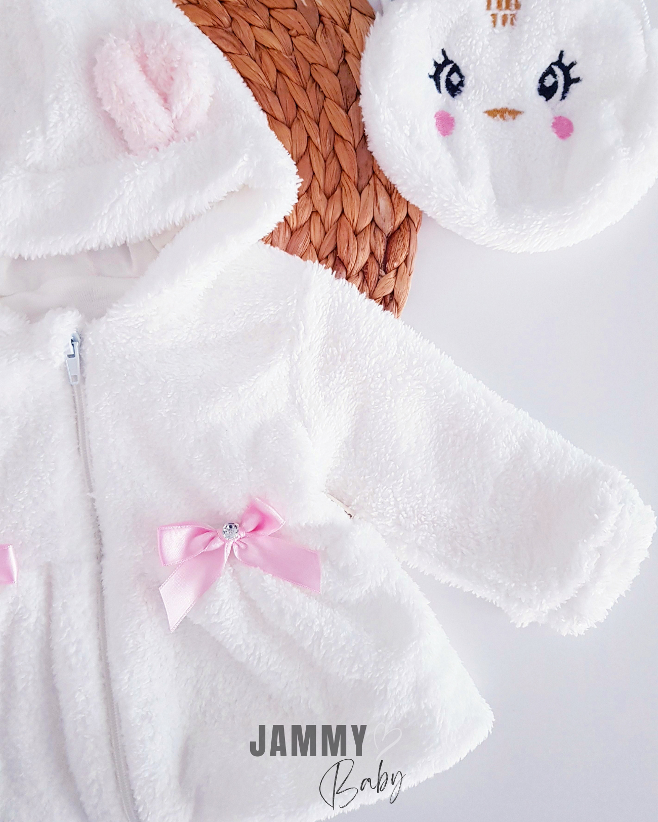 Plush Coat with Rabbit Bag-WHITE
