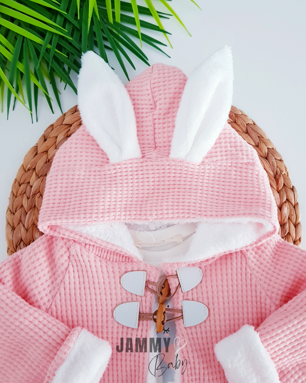 Rabbit Ear Quilted Coat 3-Piece Set-SALMON