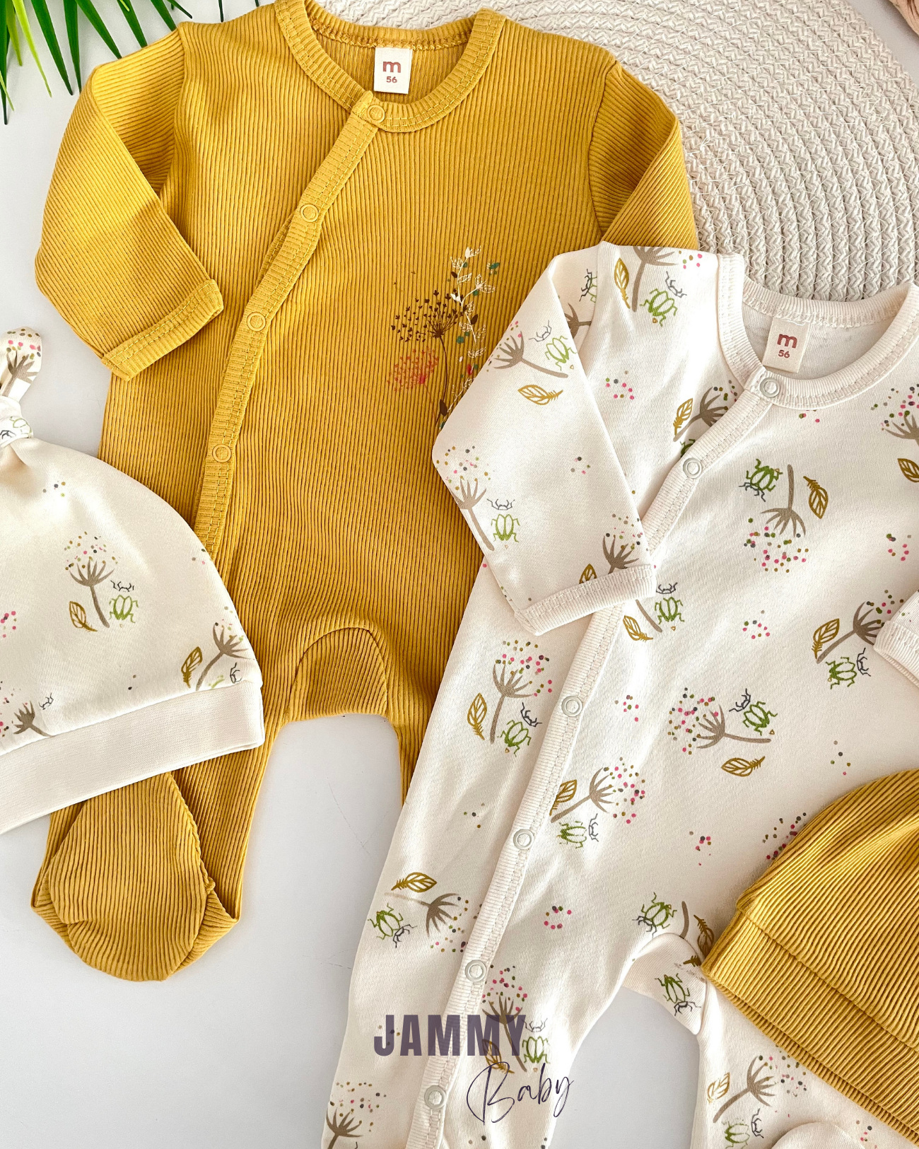 Bud 2 Overalls / 2 Hat Set-MUSTARD