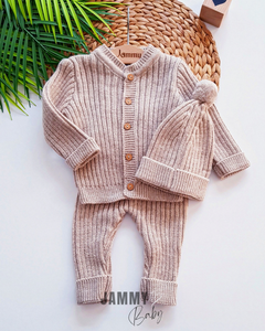 Gebreid vest, unisex hoedset-BEIGE