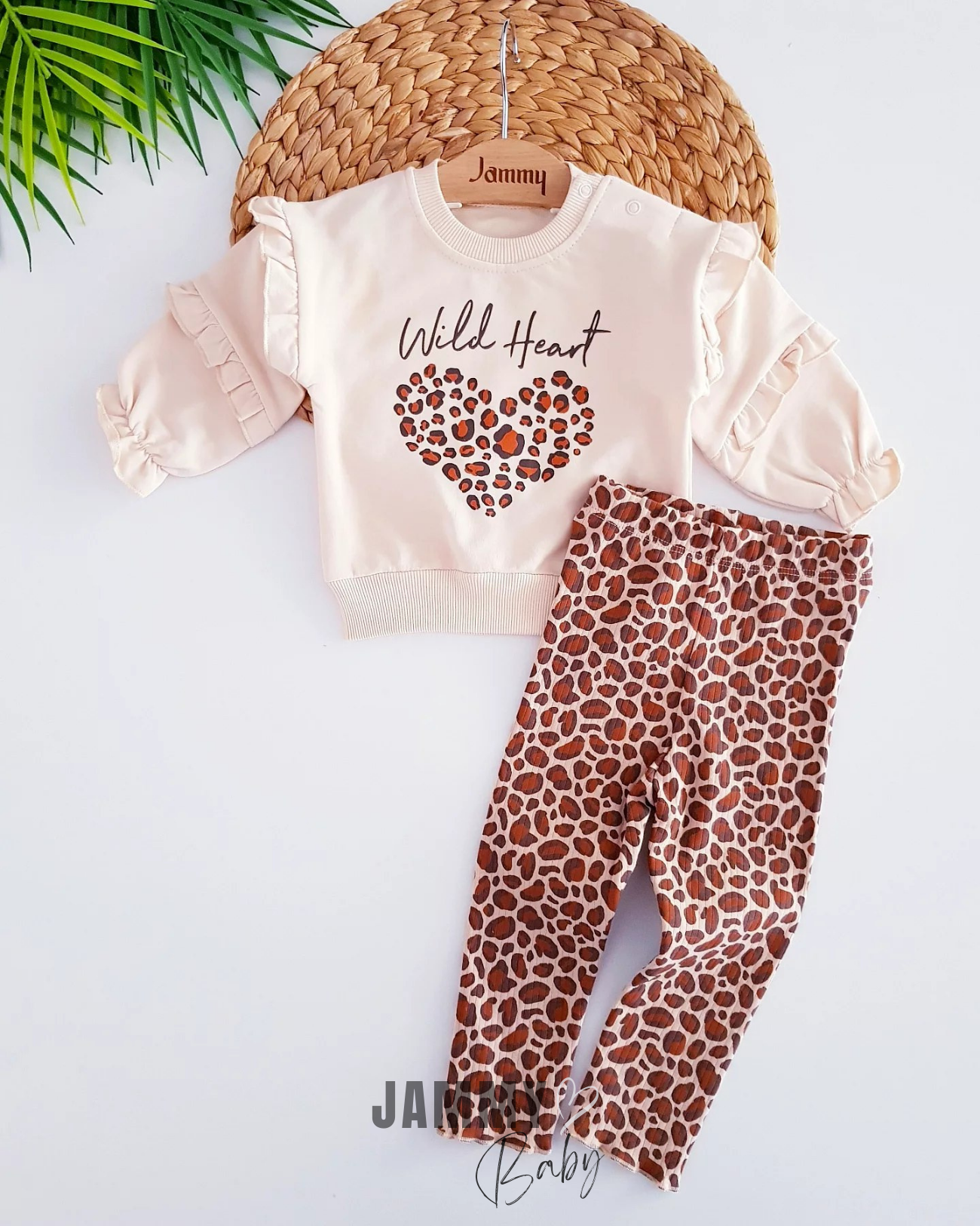 Wild Heart Leopar Tayt 2'li Set-BEIGE