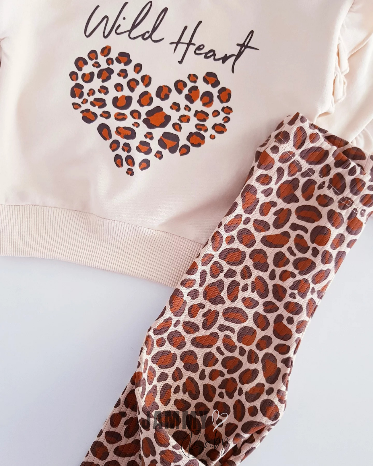 Wild Heart Leopar Tayt 2'li Set-BEIGE