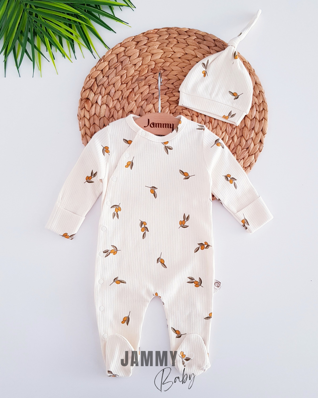 Olive Branch Jumpsuit Set with Gloves - CREAM
