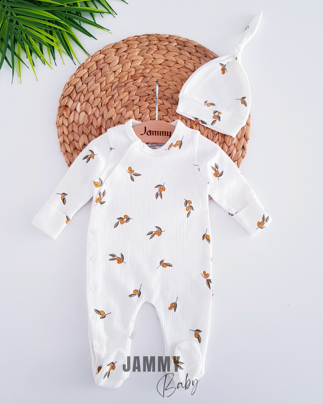 Olive Branch Jumpsuit Set with Gloves - WHITE