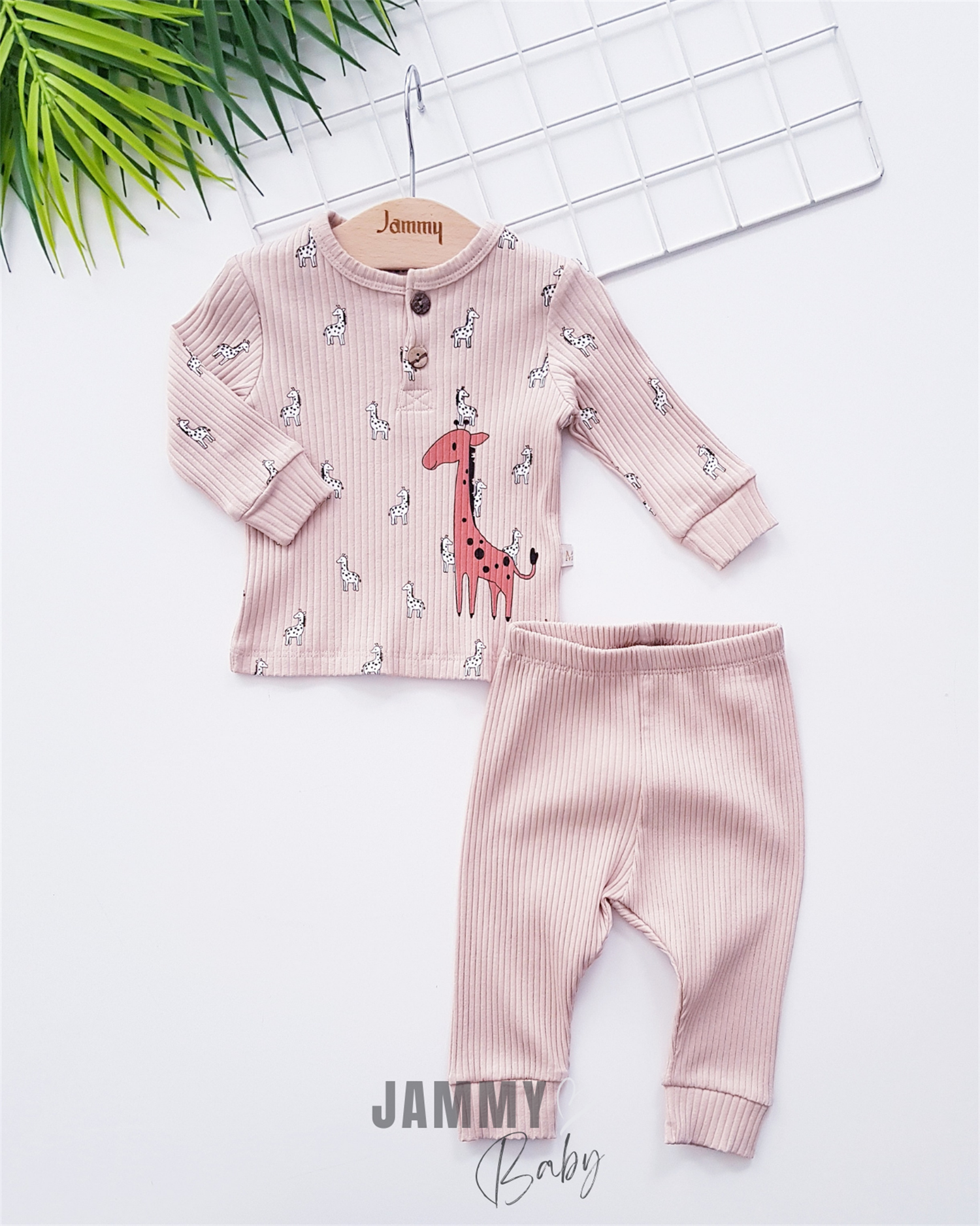 Set van 2 hemdjes met giraffeprint-BEIGE