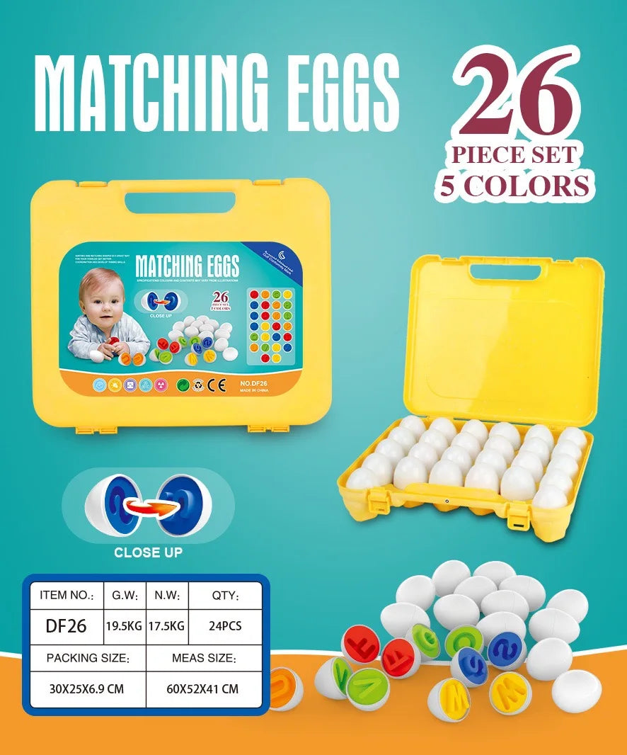 Montessori Smart Eggs 6/12PCS Educational Toy for Early Learning Geometry Shapes and Alphabet Skills
