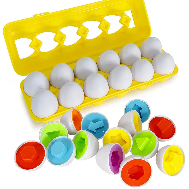 Montessori Smart Eggs 6/12PCS Educational Toy for Early Learning Geometry Shapes and Alphabet Skills