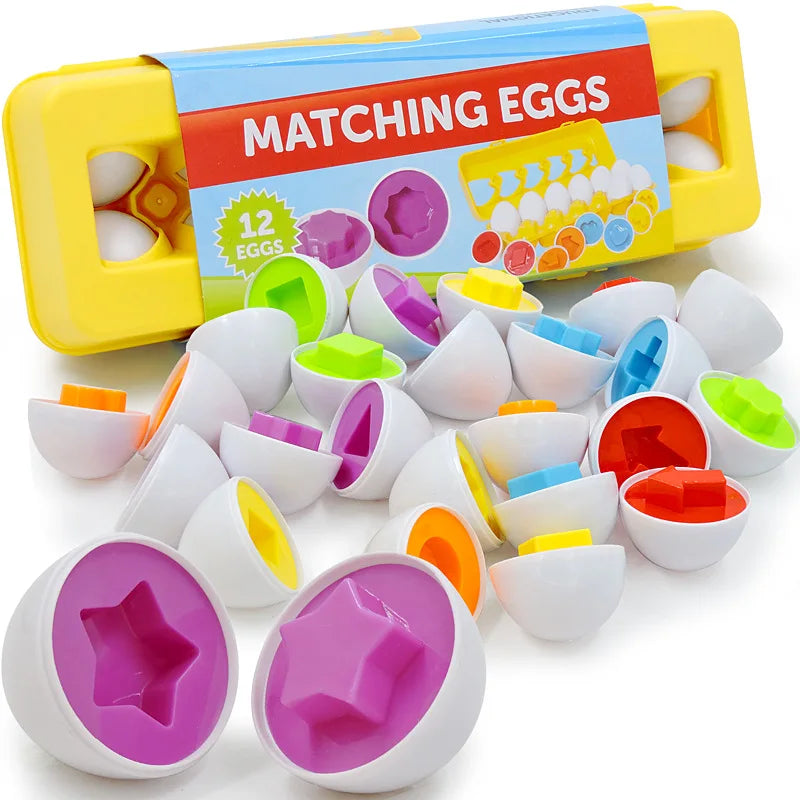 Montessori Smart Eggs 6/12PCS Educational Toy for Early Learning Geometry Shapes and Alphabet Skills