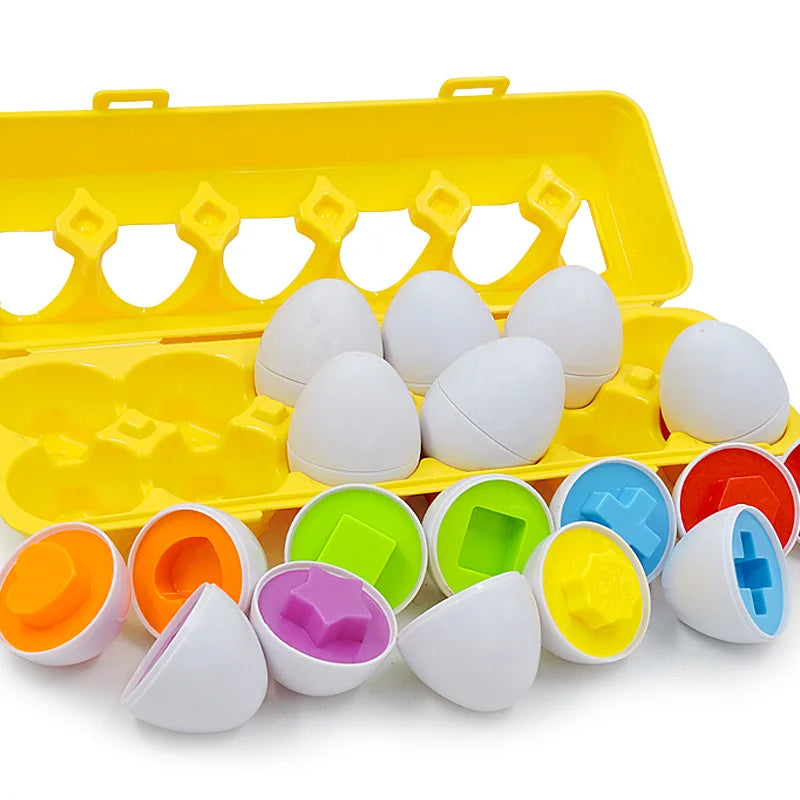 Montessori Smart Eggs 6/12PCS Educational Toy for Early Learning Geometry Shapes and Alphabet Skills
