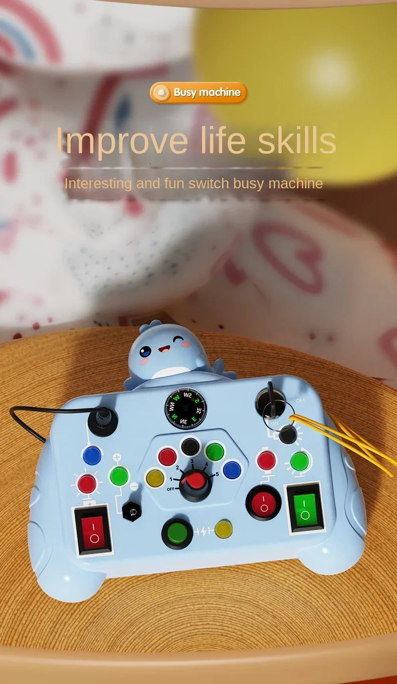Montessori Baby Sensory Busy Board - Light Switch Activity Toy for Infant Development