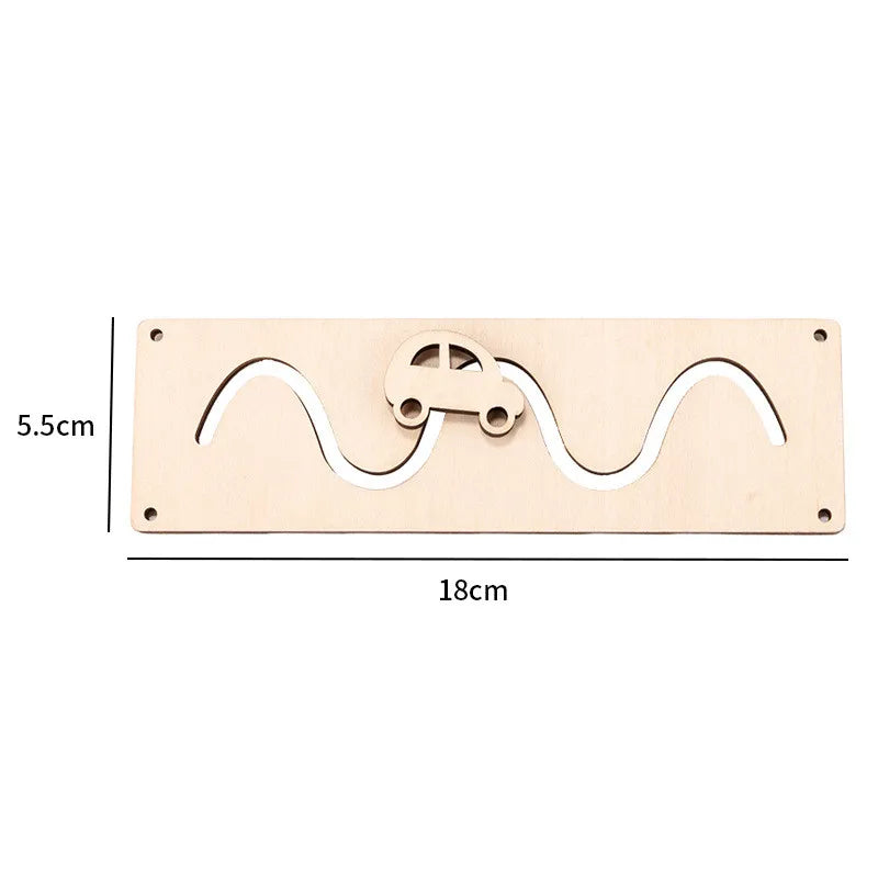 DIY Montessori Busy Board Wooden Accessories Hand Pulled Wheel Gear Drum Car Board Castle Early Educational Toy For Childre Gift