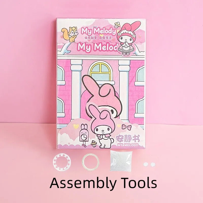 Sanrio Kawaii Reusable Cartoon Sticker Book for Kids Multiple Scenos DIY Puzzle Game Educational Learning Classic Toys for Child