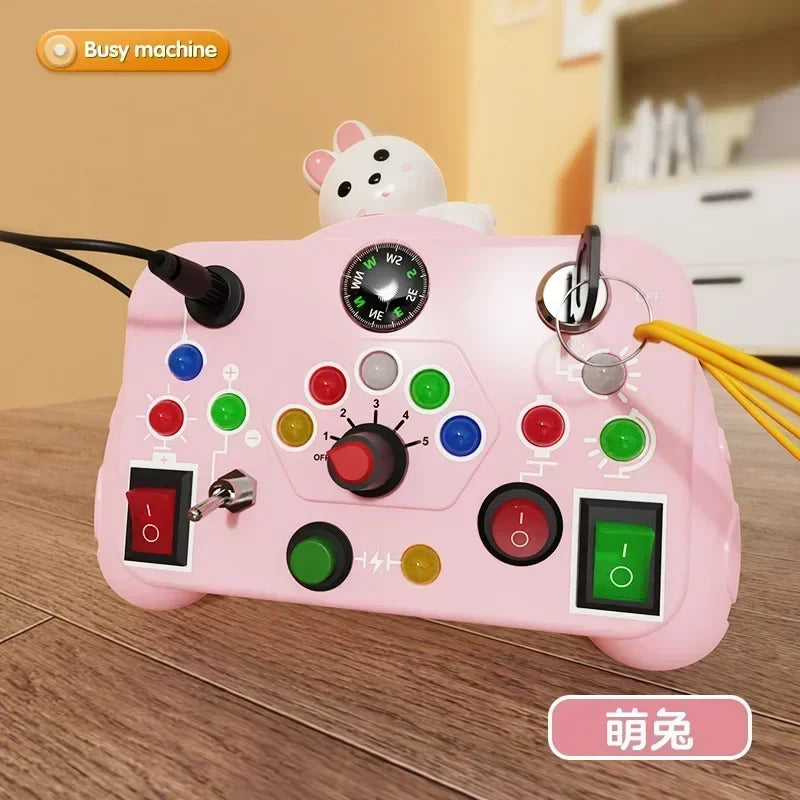 Montessori Baby Sensory Busy Board - Light Switch Activity Toy for Infant Development