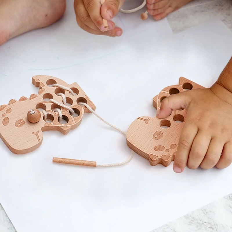 Baby Animal Threading Toys Wooden Stacking Toys Blocks Board Games Montessori Hands-on Ability Educational Children Blocks Gifts