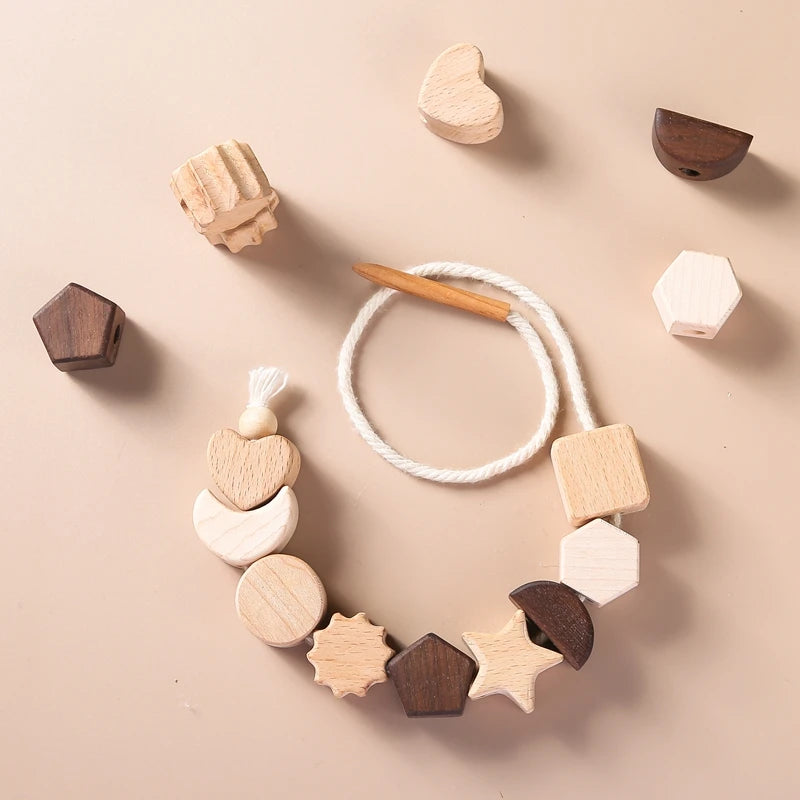 Baby Animal Threading Toys Wooden Stacking Toys Blocks Board Games Montessori Hands-on Ability Educational Children Blocks Gifts