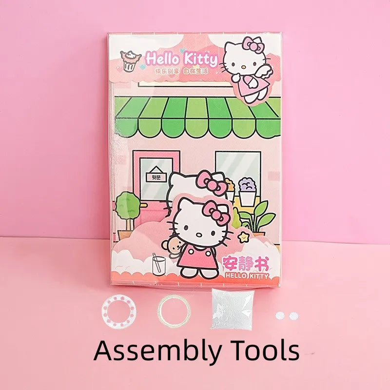 Sanrio Kawaii Reusable Cartoon Sticker Book for Kids Multiple Scenos DIY Puzzle Game Educational Learning Classic Toys for Child
