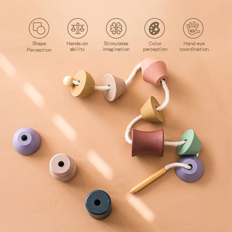 Baby Animal Threading Toys Wooden Stacking Toys Blocks Board Games Montessori Hands-on Ability Educational Children Blocks Gifts