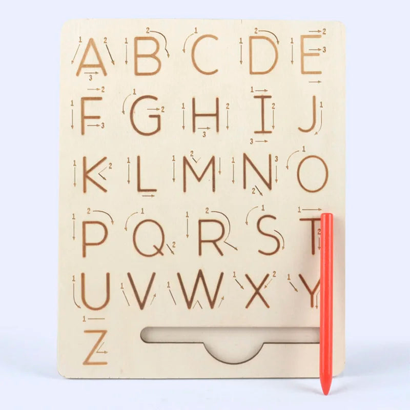 Children's Wooden Educational Toys Montessori Early Learning Word Spelling Letter Groove Practice Board Pen Control Training