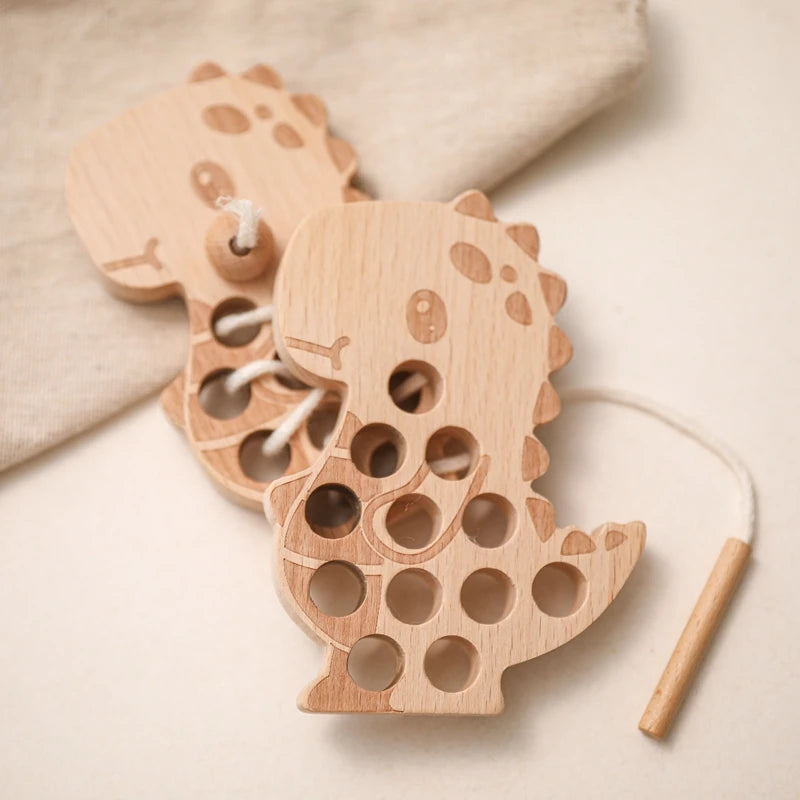Baby Animal Threading Toys Wooden Stacking Toys Blocks Board Games Montessori Hands-on Ability Educational Children Blocks Gifts