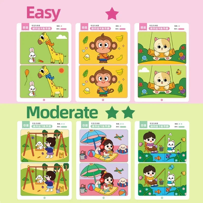 64Pcs Montessori Educational Game Cards for Kids - Error-Finding Concentration Training Toys