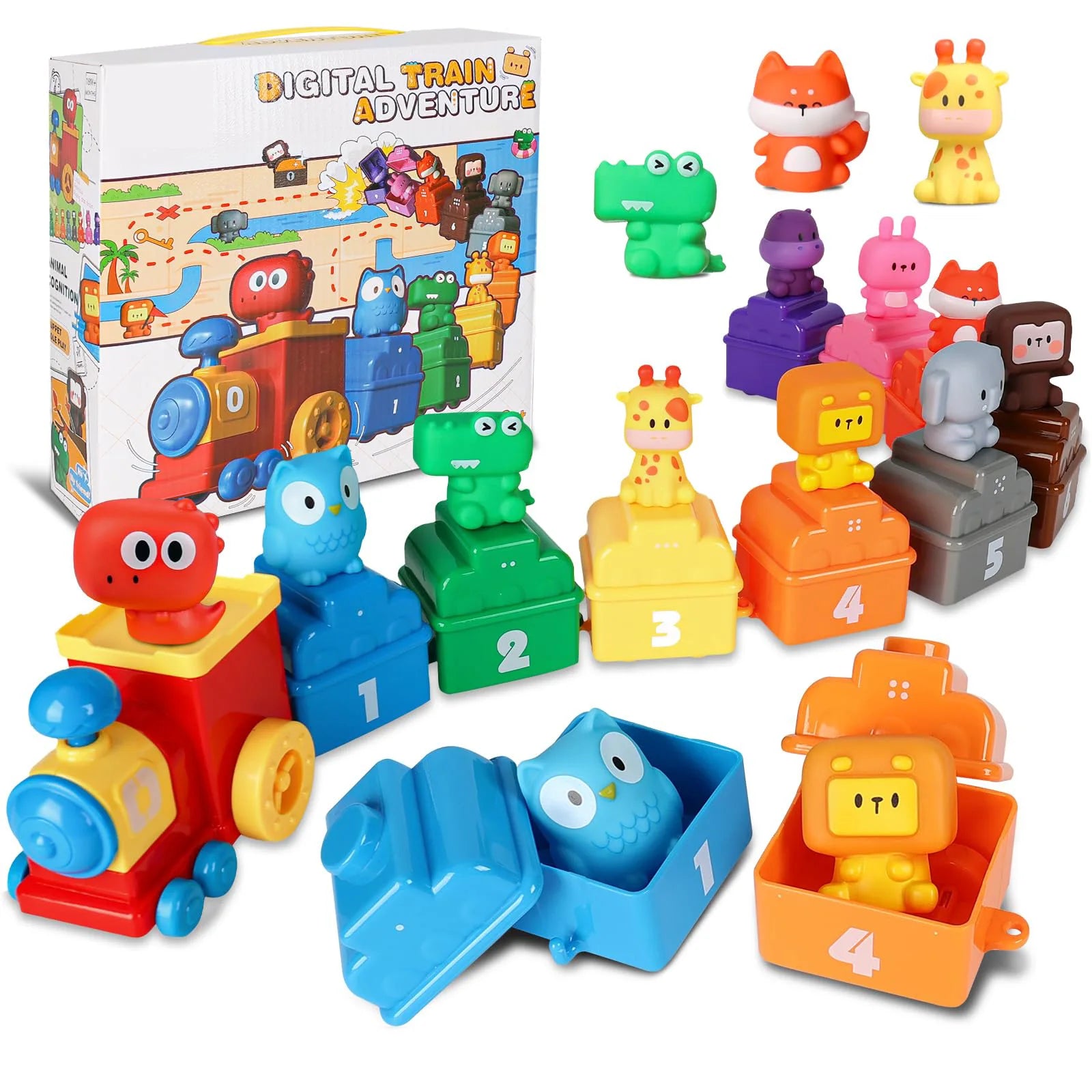 Toddler Montessori Learning Toys Counting Matching & Color Sorting Set Farm Animal Finger Puppets Barn Toy Peekaboo Game