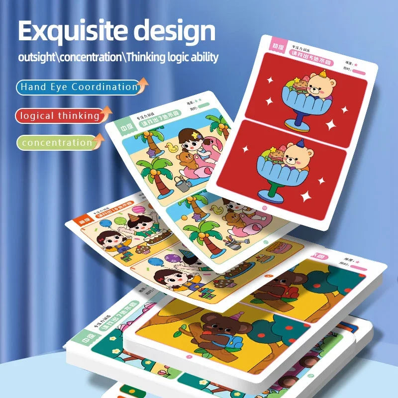 64Pcs Montessori Educational Game Cards for Kids - Error-Finding Concentration Training Toys