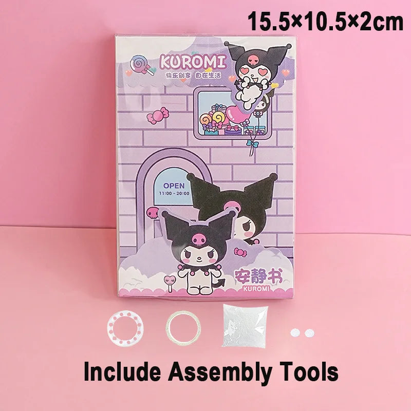 Sanrio Kawaii Reusable Cartoon Sticker Book for Kids Multiple Scenos DIY Puzzle Game Educational Learning Classic Toys for Child