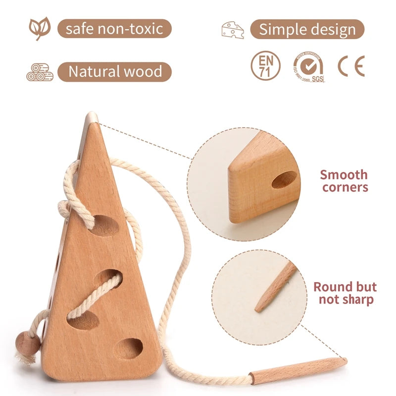 Baby Animal Threading Toys Wooden Stacking Toys Blocks Board Games Montessori Hands-on Ability Educational Children Blocks Gifts