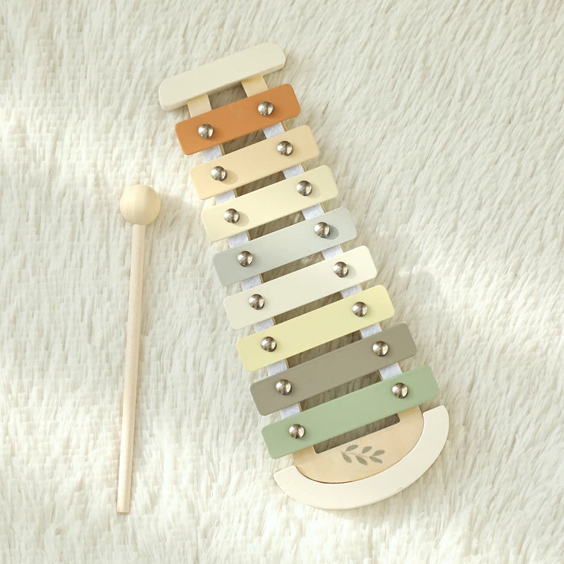 Montessori Wooden Toy Multicolor Xylophone Bell Beads Drum Column Musical Instrument Toy Kid Educational Musical Instrument Gift