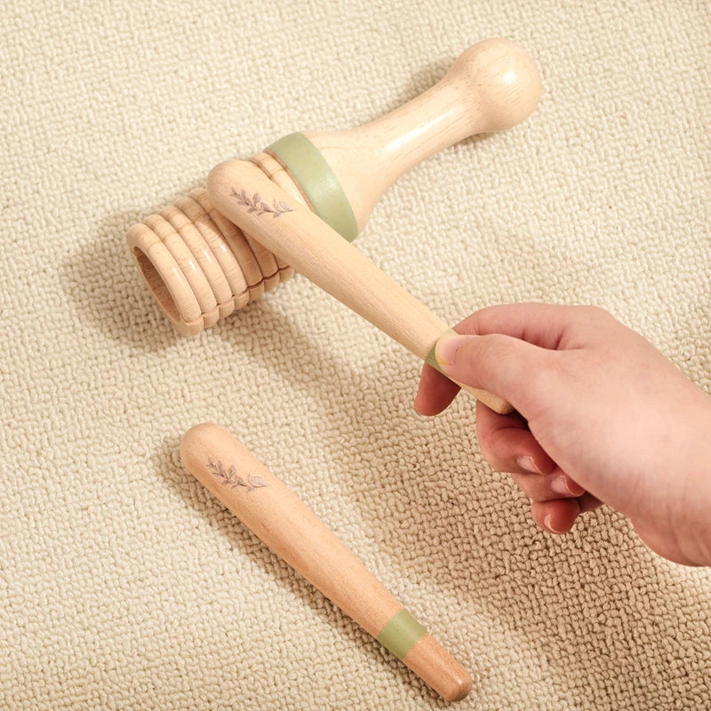 Montessori Wooden Toy Multicolor Xylophone Bell Beads Drum Column Musical Instrument Toy Kid Educational Musical Instrument Gift