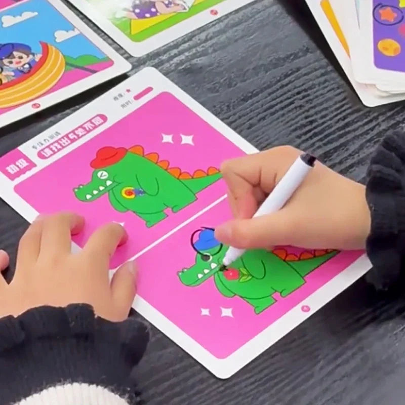 64Pcs Montessori Educational Game Cards for Kids - Error-Finding Concentration Training Toys